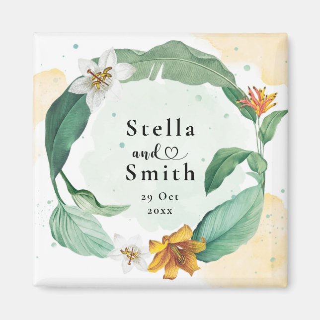 Aimant Mariage floral tropical coloré (Devant)