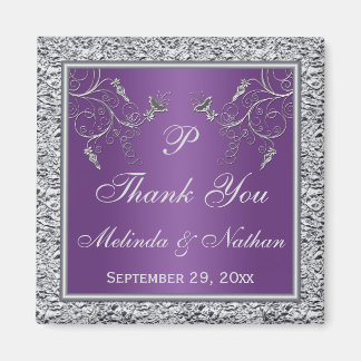 Aimant Mariage floral violet et argenté Favoriser l'aiman