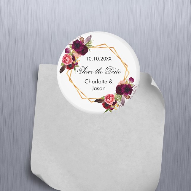 Aimant Mariage géométrique des fleurs de Bourgogne Enregi (Créateur téléchargé)