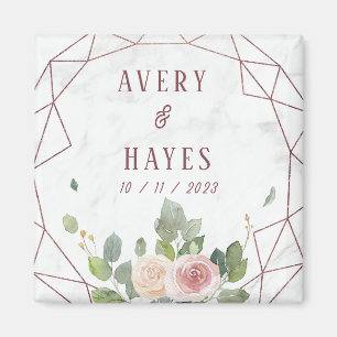 Aimant Mariage géométrique Rose élégant