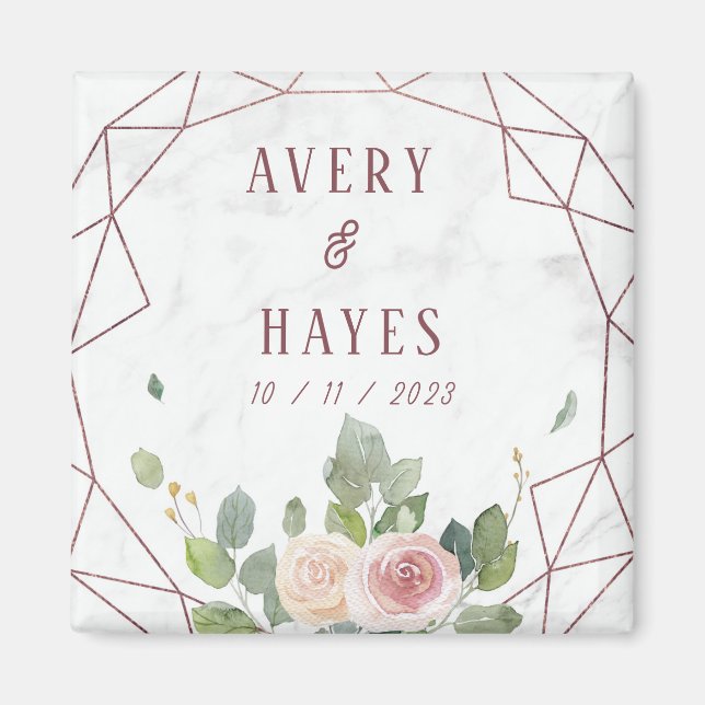 Aimant Mariage géométrique Rose élégant (Devant)