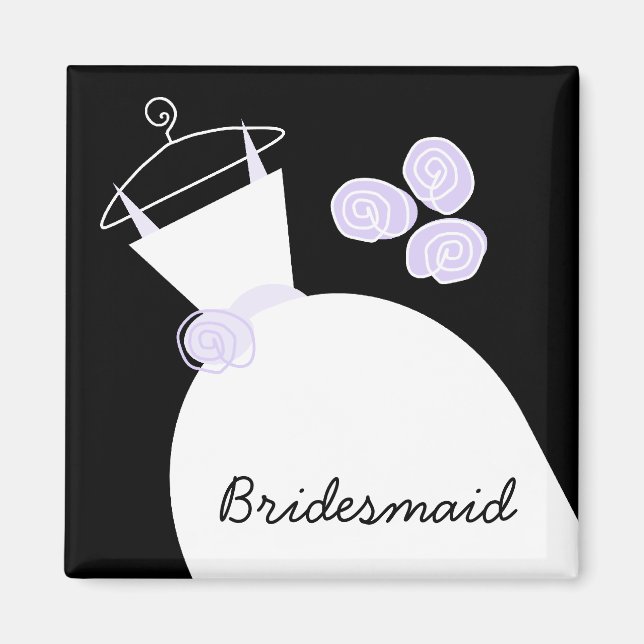 Aimant Mariage Gown Purple 'Bridesmaid' noir (Devant)
