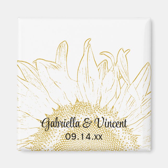 Aimant Mariage graphique de tournesol jaune (Devant)
