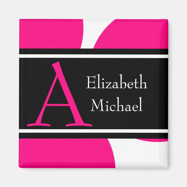 Aimant Mariage initial de monogramme rose (Devant)