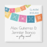 Aimant Mariage - Mariage Papel Picado Enregistrer La Date<br><div class="desc">. : Ce design moderne,  minimaliste et coloré présente des drapeaux mariages mexicains colorés. . : Des articles de coordination sont disponibles dans mon magasin - à la fois stationnaire,  déco et autres fournitures de célébration . : Une façon colorée et amoureuse de célébrer votre union</div>