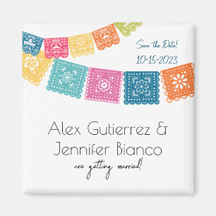 Aimant Mariage - Mariage Papel Picado Enregistrer La Date