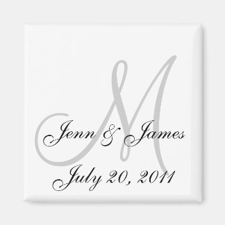 Aimant Mariage mariée Groom Date Monogramme noir blanc