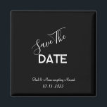 Aimant Mariage minimaliste noir et blanc Enregistrer la d<br><div class="desc">. : Mariage minimaliste enregistrer-la=date avec un beau arrière - plan noir et une police blanche contrastée . : Entièrement personnalisable- modifier le texte,  la police,  la taille de police et la couleur de police. . : Coordonner les éléments disponibles . : Conception disponible en d'autres couleurs aussi.</div>