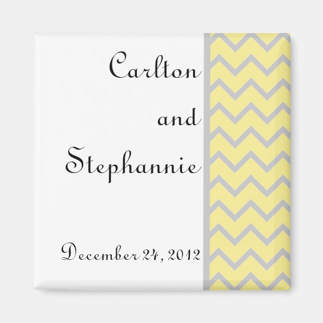 Aimant Mariage moderne Chevron Jaune/Gris (Devant)