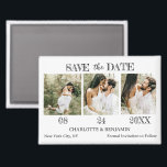 Aimant Mariage moderne Enregistrer la date<br><div class="desc">Présentez le mariage moderne Save The Date Magnet, une façon élégante et élégante d'annoncer votre jour de mariage à venir. Cet aimant est conçu avec une touche contemporaine, avec trois modèles photo fiançailles personnalisables, vous permettant de partager plus d'un moment spécial. La disposition propre de l'aimant met en valeur vos...</div>