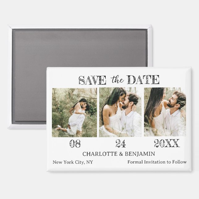 Aimant Mariage Moderne Faire-Part de Date de Mariage (Recto/Verso)