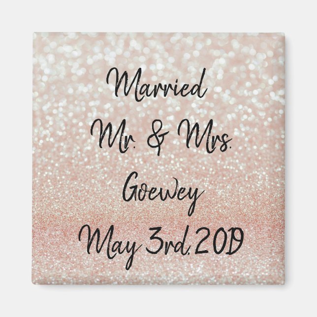 Aimant Mariage Monogramme Perosnaliser Modèle rose (Devant)