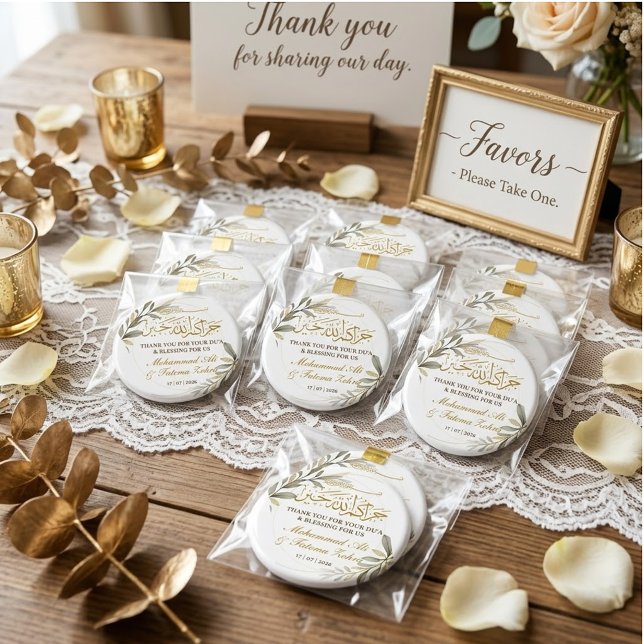 Aimant Mariage Musulman Élégance Feuilles d'Or (Créateur téléchargé)