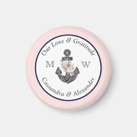Mariage nautique Floral Ancre Marine bleu et rose