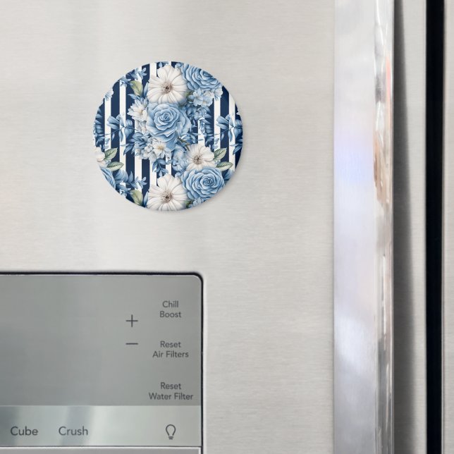 Aimant Mariage Navy Blue Floral Stripes (In situ (réfrigérateur))