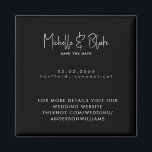 Aimant Mariage noir moderne simple et élégant Enregistrer<br><div class="desc">Noir simple et élégant Noms de script de police moderne Enregistrer l'aimant de date. Mariage.</div>