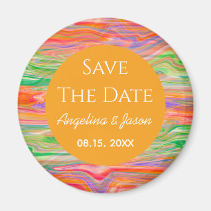 Aimant Mariage Orange Moderne Enregistrer La Date