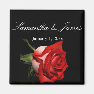 Aimant Mariage personnel Frosted Red Rose