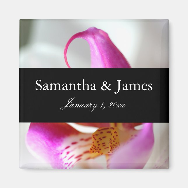 Aimant Mariage personnel orchidée blanche et violette (Devant)