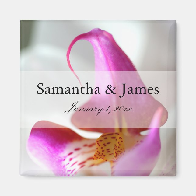 Aimant Mariage personnel violet et blanc orchidée (Devant)