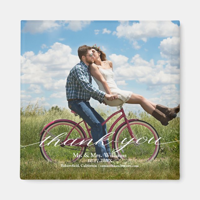 Aimant Mariage photo de Merci rustique (Devant)