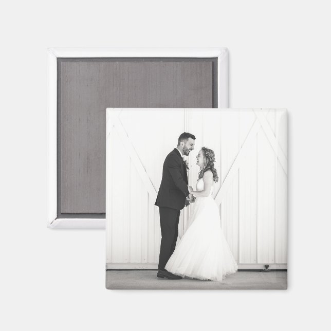 Aimant Mariage PHOTO Newlyweds Mr & Mrs Black White Favor (Recto/Verso)
