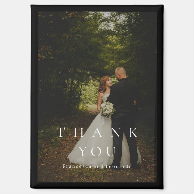Aimant Mariage Photo Simple Noir Classique (Recto)