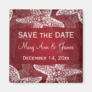 Aimant Mariage Plage Enregistrer La Date Starfish Rouge