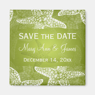 Aimant Mariage Plage Sauvez La Date Starfish Lime Green