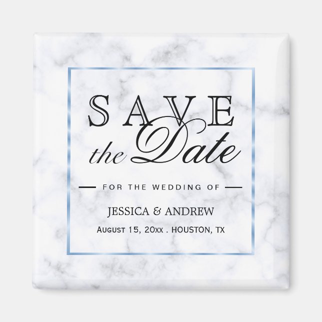 Aimant Mariage romantique en marbre bleu (Devant)