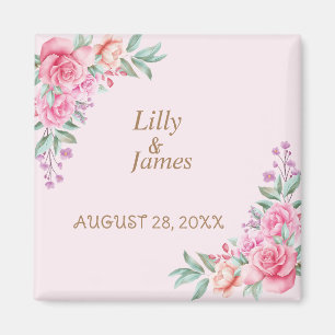 Aimant Mariage rose floral