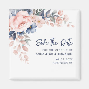 Aimant Mariage rose floral Enregistrer la date