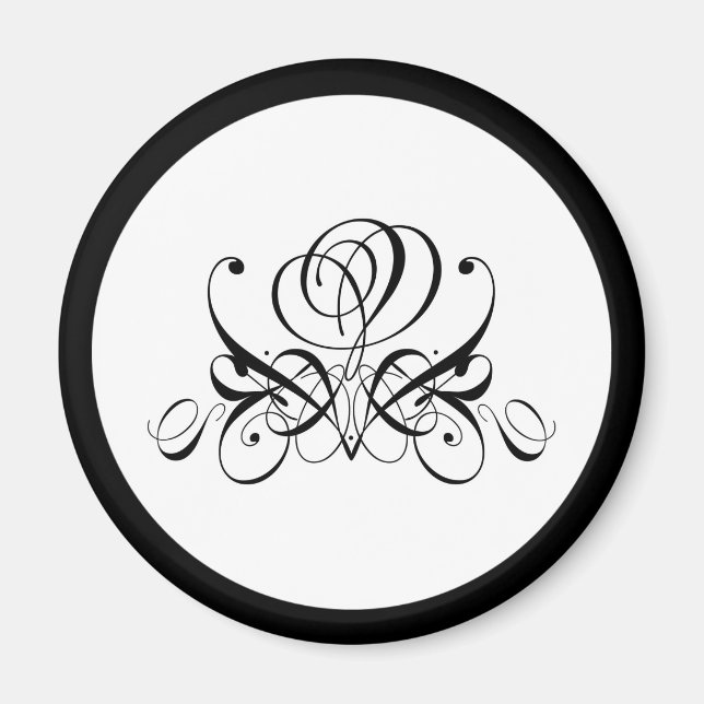 Aimant Mariage Rose noir Calligraphie (Devant)