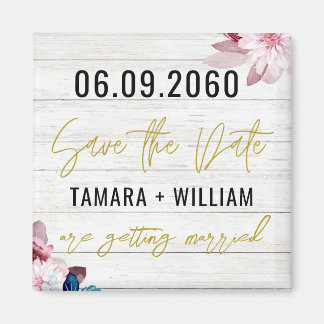 Aimant Mariage Rustique Bois Enregistrer La Date Non Phot