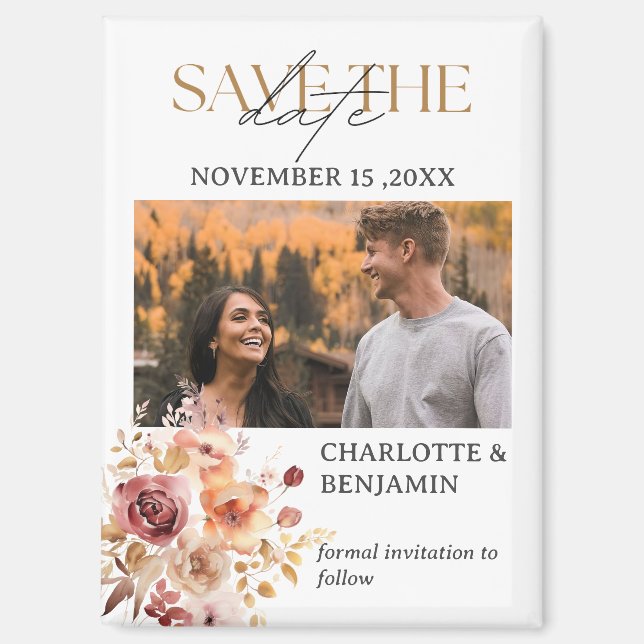 Aimant Mariage Rustique d'Automne Faire Part de Sauvegard (Recto)