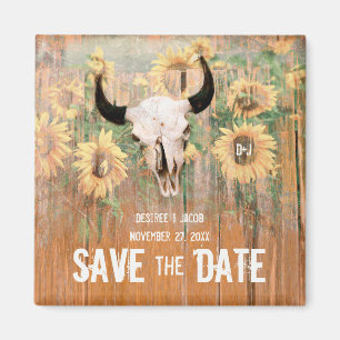 Aimant Mariage Rustique Tournesols Taureau Sauvez La Date