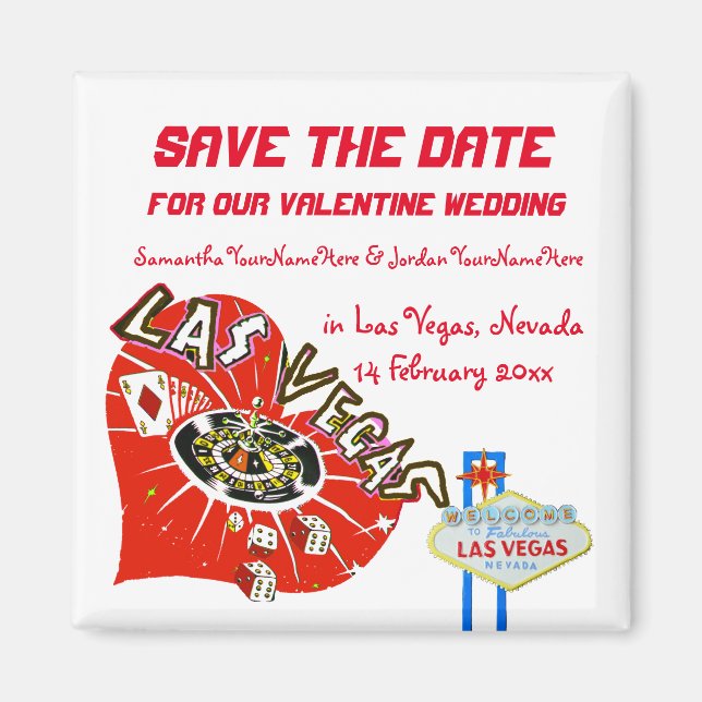 Aimant Mariage Saint Valentin Sauvez la date Las Vegas (Devant)