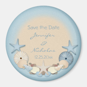 Aimant Mariage Sauvez la date Tropical Beach Shells