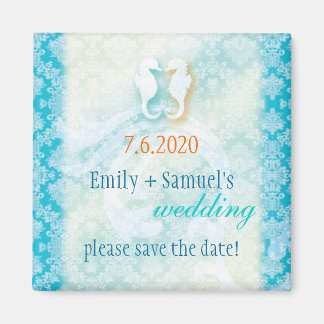 Aimant Mariage Seahorse de plage Enregistrer la date
