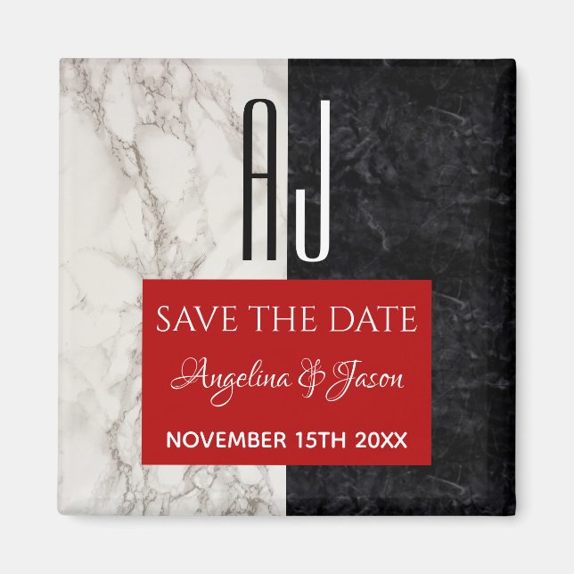 Aimant Mariage Simple Typographie Enregistrer La Date (Devant)