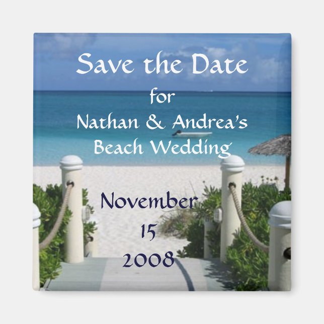 Aimant Mariage sur la plage "Sauvez la date" (Devant)