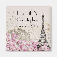 Mariage Tour Eiffel vintage et Fleurs roses Date
