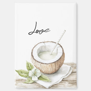 Aimant Mariage tropical Aloha plage cocotier floral