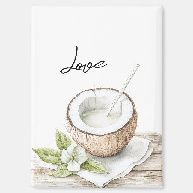 Aimant Mariage tropical Aloha plage cocotier floral (Recto)