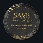 Aimant Mariage Tropical Noir Moderne Enregistrer La Date<br><div class="desc">Élevez votre papeterie mariage avec notre design moderne de carte d'invitation de mariage noir et or. Il s'agit d'un autre 100% original Snuggle Hamster Designs.</div>