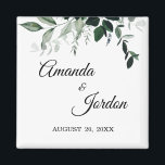 Aimant Mariage végétal neutre<br><div class="desc">Cet aimant mariage botanique neutre offre un palais plante simple et rustique pour se coordonner avec n'importe quel thème mariage traditionnel. La verdure minimale, aux tons gris et foncés d'élégants feuilles d'eucalyptus verts et de feuillage plante, à côté de la calligraphie décontractée classe, ouvre une ambiance de nature minimaliste à...</div>