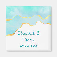 Mariage Vert Tropical Calme avec Bordure Dorée