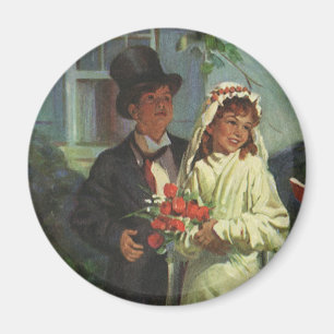 Aimant Mariage Vintage, Des Enfants Jouent les Mariés