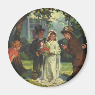 Aimant Mariage Vintage, Des Enfants Jouent les Mariés