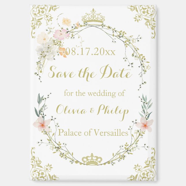 Aimant Mariage Vintage Floral Ornament Classic (Recto)